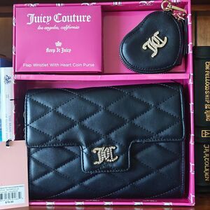 Juicy Couture flap wristlet with heart coin purse NWT